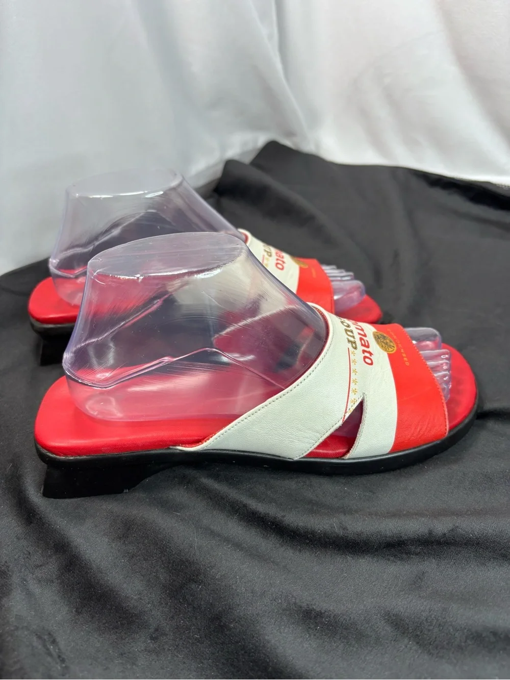 Vintage 1990s Jeon Campbell’s Tomato Soup  Pop Art Novelty Slide Sandals Sz - Picture 6 of 10